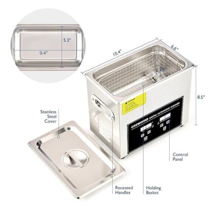 CREWORKS 3L Ultrasonic Cleaner, 0.8 gal Digital Sonic Cavitation Machine, 120W Stainless Steel - Image 4