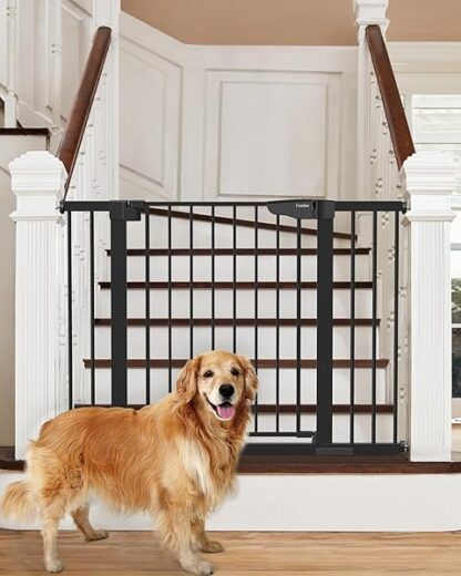 Cumbor 29.7-46" Baby Gate for Stairs, Auto Close Dog Gate for the House, Easy Install Pressure