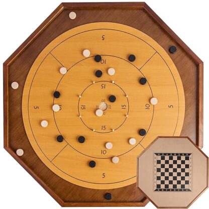 Tournament Crokinole and Checkers, 30-Inch Official Crokinole Board Game with 26" Playing Surf