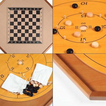 Tournament Crokinole and Checkers, 30-Inch Official Crokinole Board Game with 26" Playing Surf - Image 7