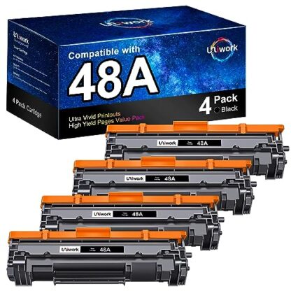 Uniwork 48A CF248A Toner Compatible Toner Cartridge Replacement for HP 48A CF248A Toner Cartridge Compatible with Laserjet Pro M15w M29w M30w M31w MFP M28w M29a M15a M16w Printer Toner, 4 Black