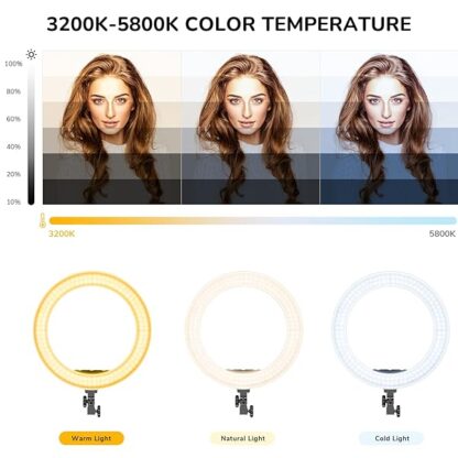 Ring Light,19inch LED Ring Light with Stand &LCD Display Adjustable Color Temperature 3000K-580 - Image 3