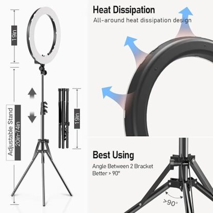 Ring Light,19inch LED Ring Light with Stand &LCD Display Adjustable Color Temperature 3000K-580 - Image 7