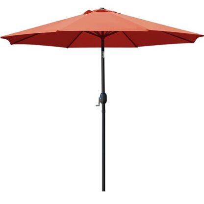 Sunnyglade 9' Patio Umbrella Outdoor Table Umbrella with 8 Sturdy Ribs (Orange)