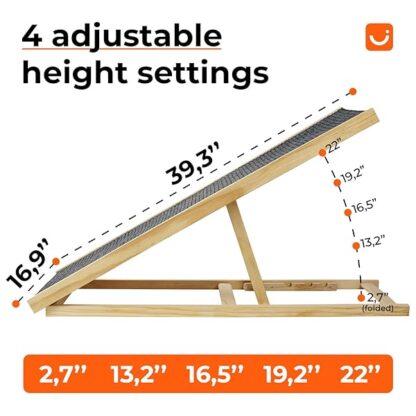 Adjustable Ramp for All Pets, Lightweight Ramp for Large or Small Dogs, Foldable Dog Ramp w/Non-Sli - Image 5