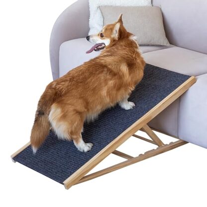 Adjustable Ramp for All Pets, Lightweight Ramp for Large or Small Dogs, Foldable Dog Ramp w/Non-Sli