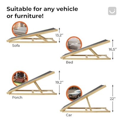 Adjustable Ramp for All Pets, Lightweight Ramp for Large or Small Dogs, Foldable Dog Ramp w/Non-Sli - Image 6