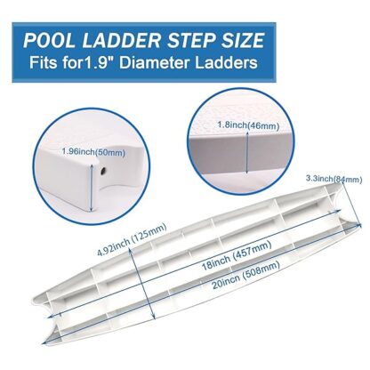 3-Pack 18" Universal Pool Ladder Steps Replacement,Heavy-Duty Molded Plastic Swimming Pool Lad - Image 3