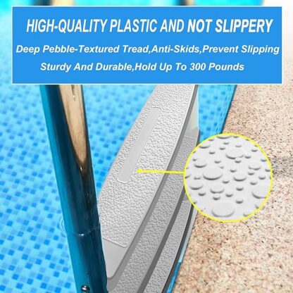 3-Pack 18" Universal Pool Ladder Steps Replacement,Heavy-Duty Molded Plastic Swimming Pool Lad - Image 9