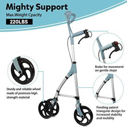 DAILYLIFE 3 Wheel Rollator Walker with Brake, Lightweight Folding Mobility Rolling Walker for Senio - Image 3