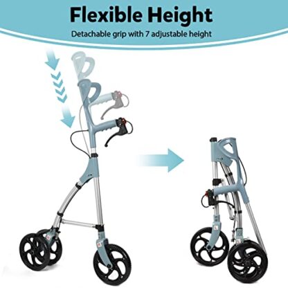 DAILYLIFE 3 Wheel Rollator Walker with Brake, Lightweight Folding Mobility Rolling Walker for Senio - Image 4