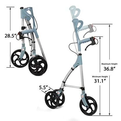 DAILYLIFE 3 Wheel Rollator Walker with Brake, Lightweight Folding Mobility Rolling Walker for Senio - Image 5