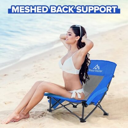 Brace Master Beach Chair Camping Chair,Low Back Sand Chairs,Foldable Mesh Back Design with Cup Hold - Image 7