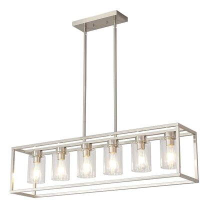 XILICON Dining Rooms Brushed Nickel Chandeliers,Kitchen Island Farmhouse Lighting Fixture Industria