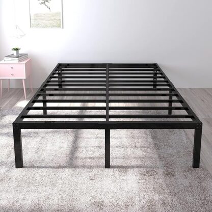 yookare 18 Inch Tall 3500lbs Heavy Duty Bed Frame Metal Platform/Maximum Storage/Mattress Foundation/Steel Slats Support/Noise Free/Box Spring Replacement,Queen