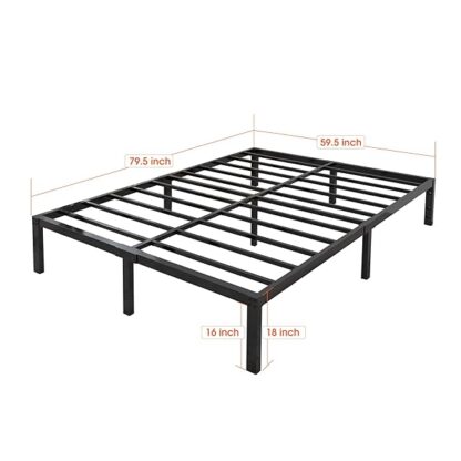 yookare 18 Inch Tall 3500lbs Heavy Duty Bed Frame Metal Platform/Maximum Storage/Mattress Foundation/Steel Slats Support/Noise Free/Box Spring Replacement,Queen - Image 7