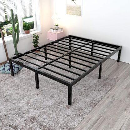 yookare 18 Inch Tall 3500lbs Heavy Duty Bed Frame Metal Platform/Maximum Storage/Mattress Foundation/Steel Slats Support/Noise Free/Box Spring Replacement,Queen - Image 8