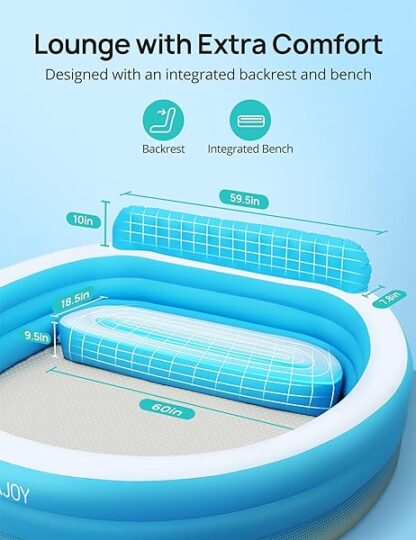 Evajoy Inflatable Pool, Full-Sized Inflatable Swimming Family Pool with Seats, 88"x85"X30 - Image 4