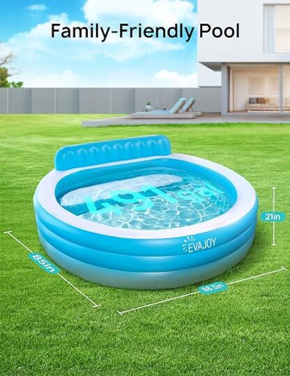 Evajoy Inflatable Pool, Full-Sized Inflatable Swimming Family Pool with Seats, 88"x85"X30 - Image 5