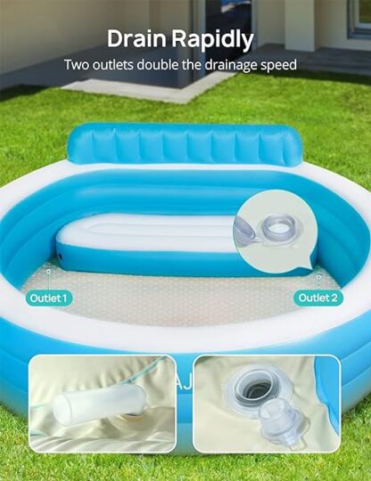 Evajoy Inflatable Pool, Full-Sized Inflatable Swimming Family Pool with Seats, 88"x85"X30 - Image 6