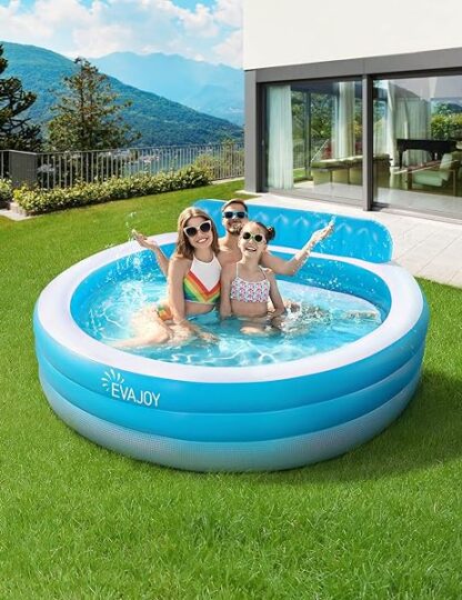 Evajoy Inflatable Pool, Full-Sized Inflatable Swimming Family Pool with Seats, 88"x85"X30 - Image 8