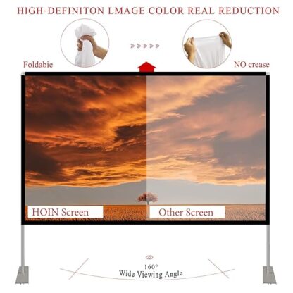 Projector Screen with Stand 100 inch 16:9 HD 4K Outdoor Projector Screen for Home Theater 3D Fast-F - Image 4