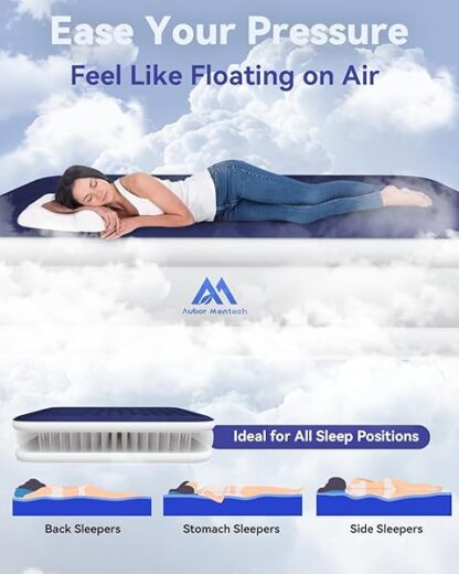 Queen Air Mattress with Built in Pump, 18'' Luxury Comfort Inflatable Mattress with Rechargeable Pump, Portable Cordless Self Blow Up Mattress, Durable Air Bed for Home&Guests, 660lb Max - Image 3