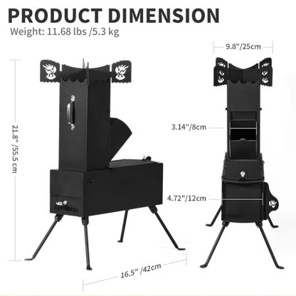 APROMISE Rocket Stove - Rocket Stove Wood Burning Portable with Free Carrying Bag and Fire Poker | - Image 7