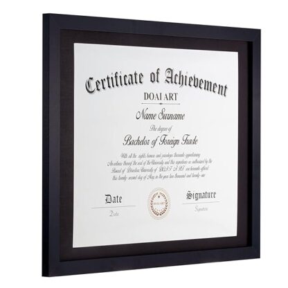 DOAI ART Diploma Frame 14x17 with Mat Classic Black Display Document/Certificate 16x20 without Mat - Image 3