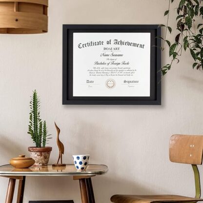 DOAI ART Diploma Frame 14x17 with Mat Classic Black Display Document/Certificate 16x20 without Mat - Image 4