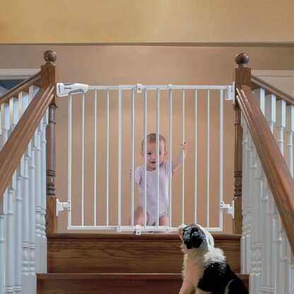 Babelio 26-43" No Bottom Bar Baby Gate for Babies, Elders and Pets, 2-in-1 Hardware Mount Dog