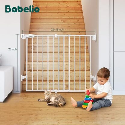 Babelio 26-43" No Bottom Bar Baby Gate for Babies, Elders and Pets, 2-in-1 Hardware Mount Dog - Image 8