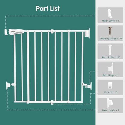 Babelio 26-43" No Bottom Bar Baby Gate for Babies, Elders and Pets, 2-in-1 Hardware Mount Dog - Image 9