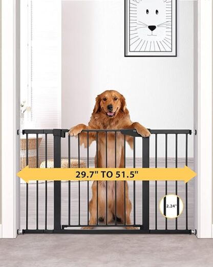 Cumbor 29.7"-51.5" Baby Gate Extra Wide, Safety Dog Gate for Stairs Easy Walk Thru Auto C - Image 3