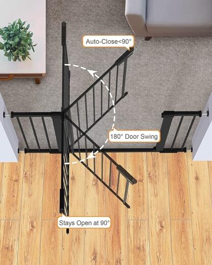 Cumbor 29.7"-51.5" Baby Gate Extra Wide, Safety Dog Gate for Stairs Easy Walk Thru Auto C - Image 4