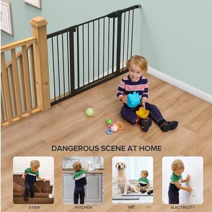 Cumbor 29.7"-51.5" Baby Gate Extra Wide, Safety Dog Gate for Stairs Easy Walk Thru Auto C - Image 8