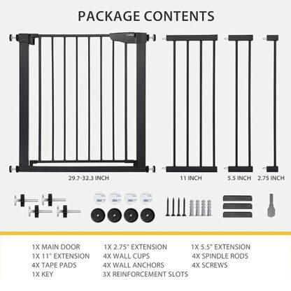 Cumbor 29.7"-51.5" Baby Gate Extra Wide, Safety Dog Gate for Stairs Easy Walk Thru Auto C - Image 9