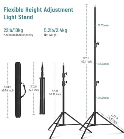 Heavy Duty 9.2 Feet/110'' Light Photography Tripod Stand, Sdfghj Aluminum Spring Cushione - Image 3