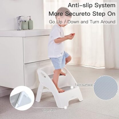 Step Stool for Kids, Toddler Step Stool for Bathroom Sink and Potty Training, Foldable 2-Step Stool - Image 8