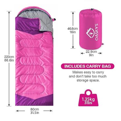 oaskys Camping Sleeping Bag - 3 Season Warm & Cool Weather - Summer Spring Fall Lightweight Wat - Image 3