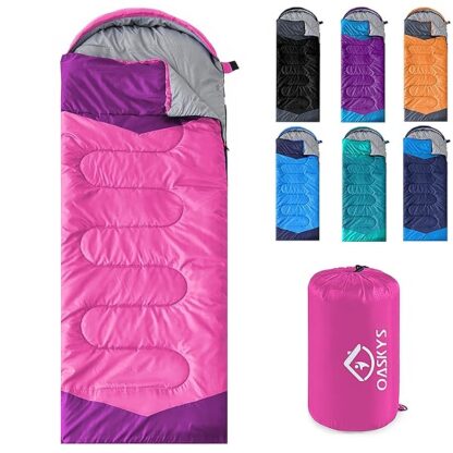 oaskys Camping Sleeping Bag - 3 Season Warm & Cool Weather - Summer Spring Fall Lightweight Wat