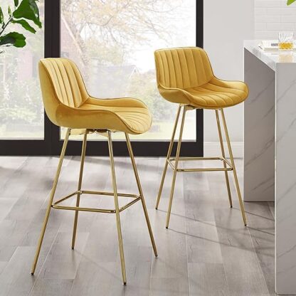 Zouron Swivel Bar Stools Set of 2 for Kitchen, 29" Counter Height Bar Chairs with Back Tall Ba